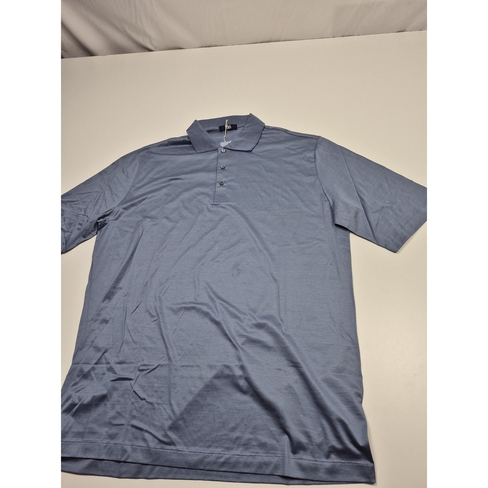 HMS Polo Shirt Mens XL Blue Solid Jersey 100% Cotton Made In Italy Casual